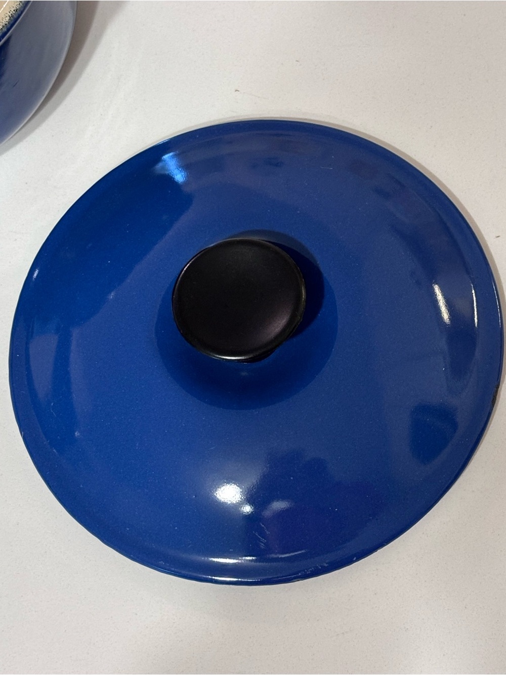 Vintage Le Creuset #14 Blue Enameled Cast Iron Saucepan Pot w Lid France - Picture 7 of 12